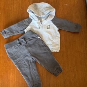 🫐3/$30 Rabbit + Bear Organic Baby Hoodie and Joggers Set size 6-9m
